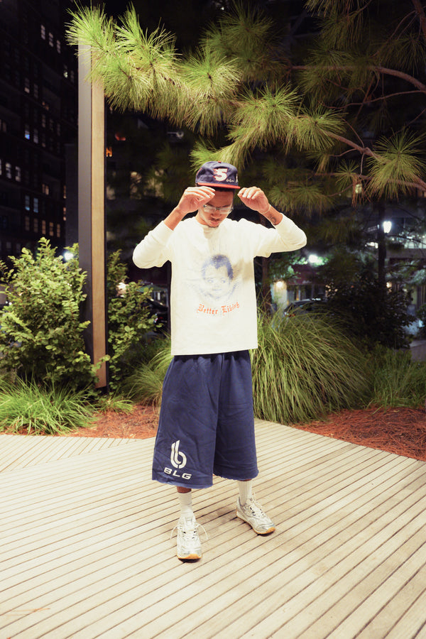 Navy “BLG” 3/4 Shorts