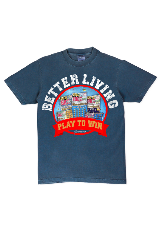 Play to Win Garment Dyed Heavyweight T-shirt (Denim blue)