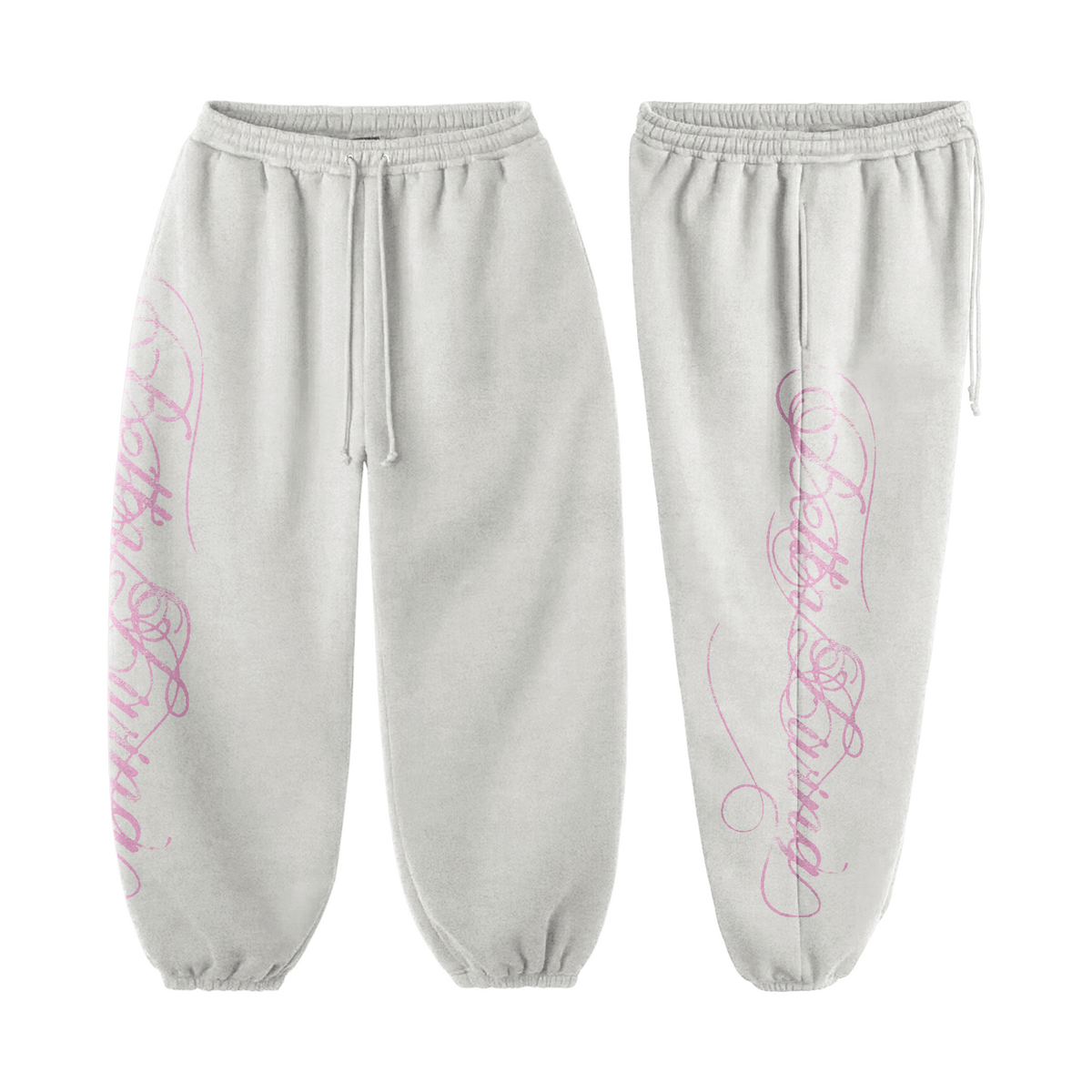 White/Pink Script Sweats