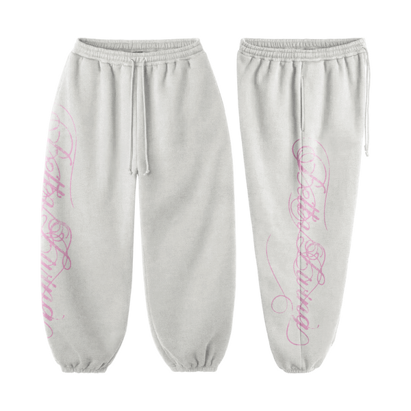 White/Pink Script Sweats
