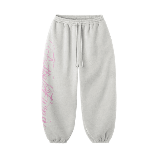 White/Pink Script Sweats