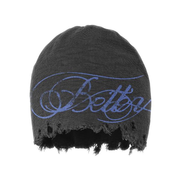 Script Beanie (Grey w/ blue)